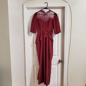 Vintage 1970s Evening Gown Burgundy Size 10